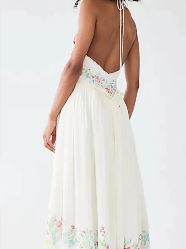 Free People Ivory Floral Strapless Maxi Dress - Image 3