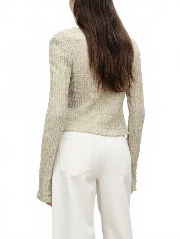 Mango Cotton Textured Cardigan with Bows NWT Light/Pastel Grey Large - Image 2