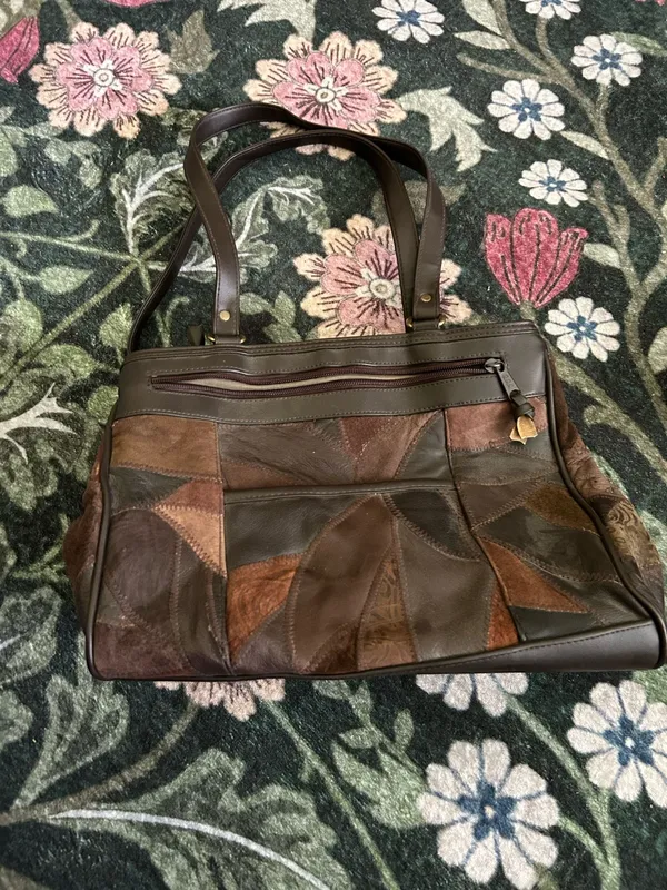 Leather patchwork purse Brown - Image 12