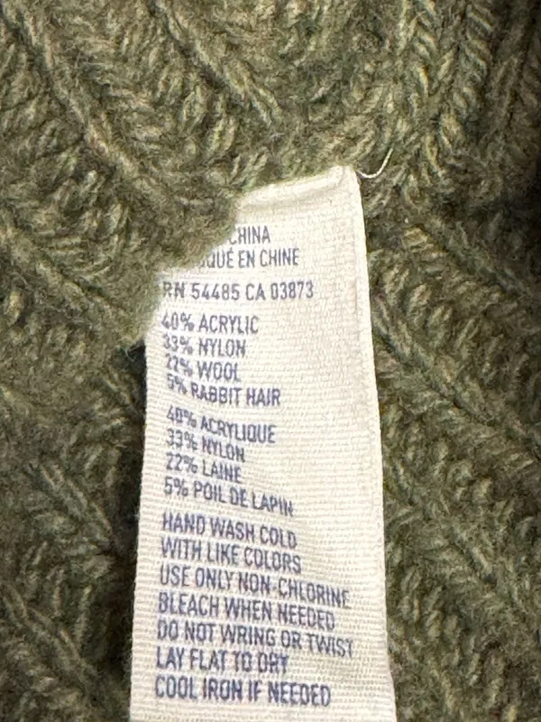 American Eagle Y2K Olive Military Wool Rabbit Hair Knit Cardigan Jacket S - Image 8