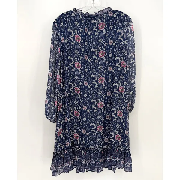 Vineyard Vines Silk Floral Shift Dress Women L Navy Coastal Preppy‎ Romantic - Image 8