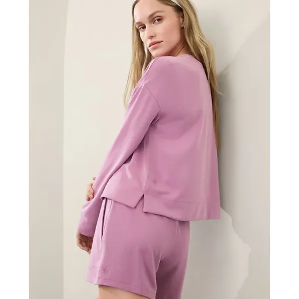 Athleta L Seasoft Crewneck Sweatshirt Lotus Pink Large - Image 3