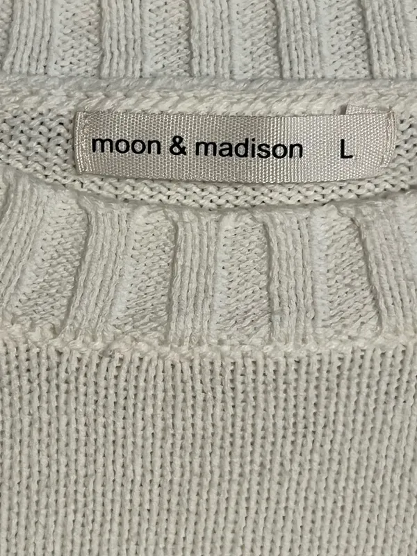Moon & Maddison Womens large American Flag cropped boxy fit long sleeve sweater - Image 7