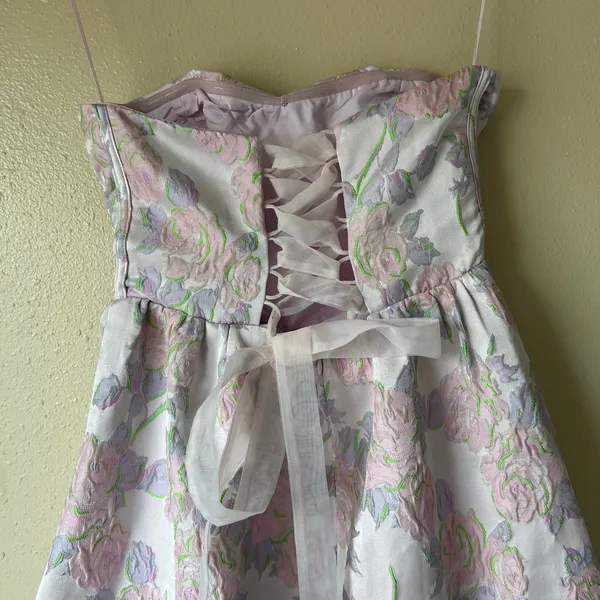 B. Right Coquette Pink Floral Lily Strapless Midi Dress Size Small - Image 6