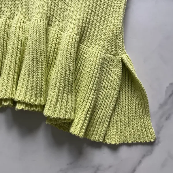 Free People Layer Cake Sweater Key Lime XS Oversized Turtleneck Chunky Knit - Image 7