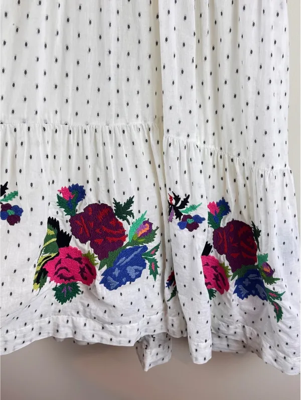 HATCH White Floral Embroidered Tiered Maternity Dress Size 1 Small - Image 5