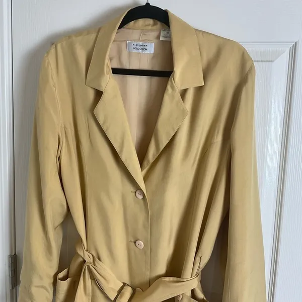 L’Zinger for Nordstrom 100% Silk Belted Utility Blazer Jacket Size Medium - Image 5