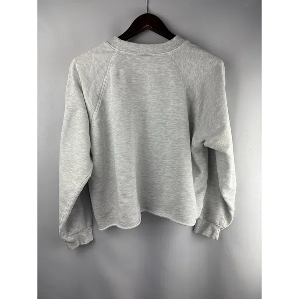 Women’s I.S.M.B.S Medium Light Gray Smiley Cropped Sweater - Image 3