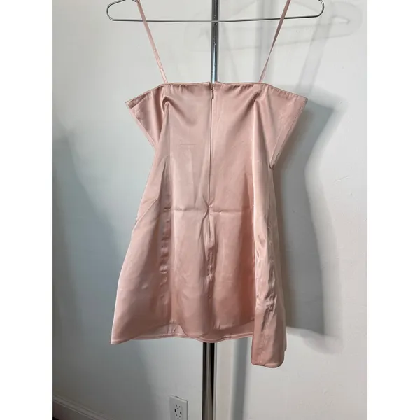 STAUD Silvia Mini Dress Petal Pink Satin Strapless Cocktail Party Size 4 - Image 4