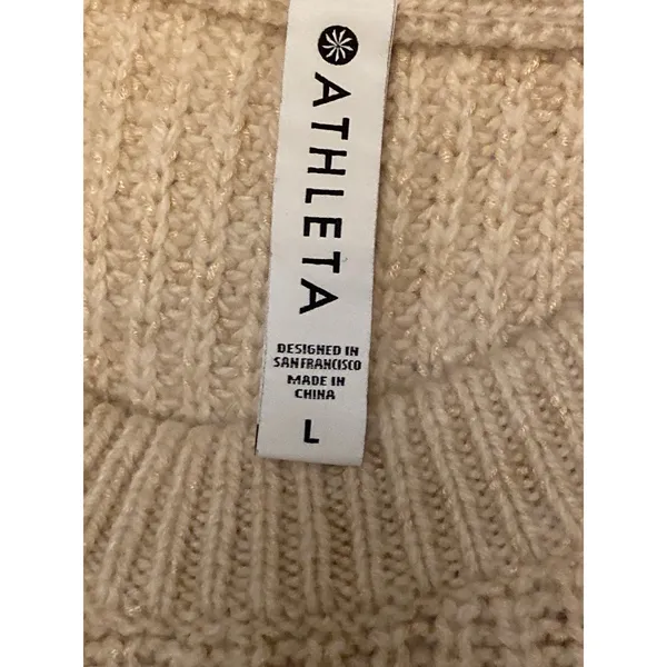 Athleta Hawthorn Textured Crew Sweater Women's Large Merino Wool Blend Coconut - Image 4