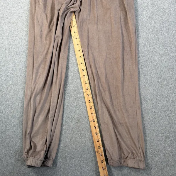 H.I.P. Women's Medium Taupe Velour Jogger Pants Drawstring Elastic Waist Casual - Image 3
