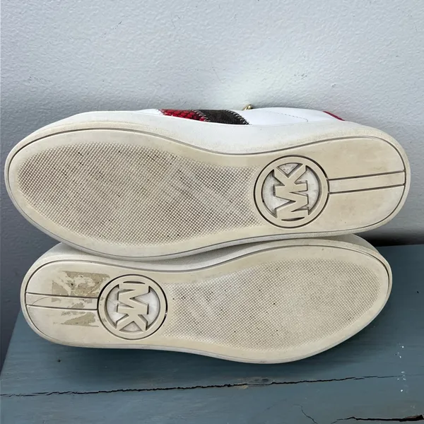 Michael Kors Poppy White Red Snakeskin Logo Platform Sneakers AN20L Womens 7.5M - Image 7