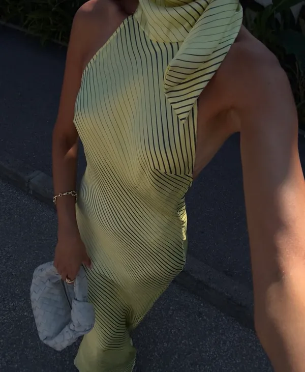 Zara dress maxi halter scarf satin bodycon wedding party Evening Gown - Image 12