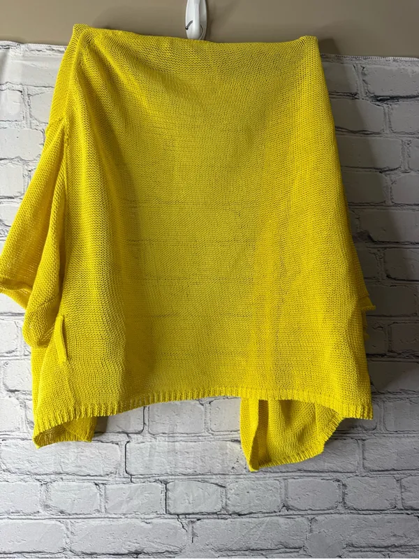 Free People Sunny Yellow Open-Front Knit Cardigan size small - Image 9
