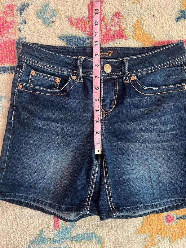 Size 4 Seven7 Dark Blue Denim Shorts - Image 6
