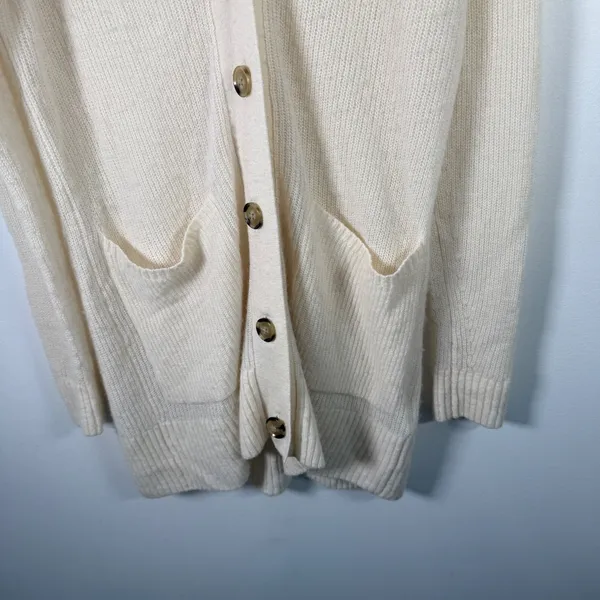 Quince Oversized Boyfriend Cardigan Sweater Cream Merino Wool Alpaca Women Small - Image 4