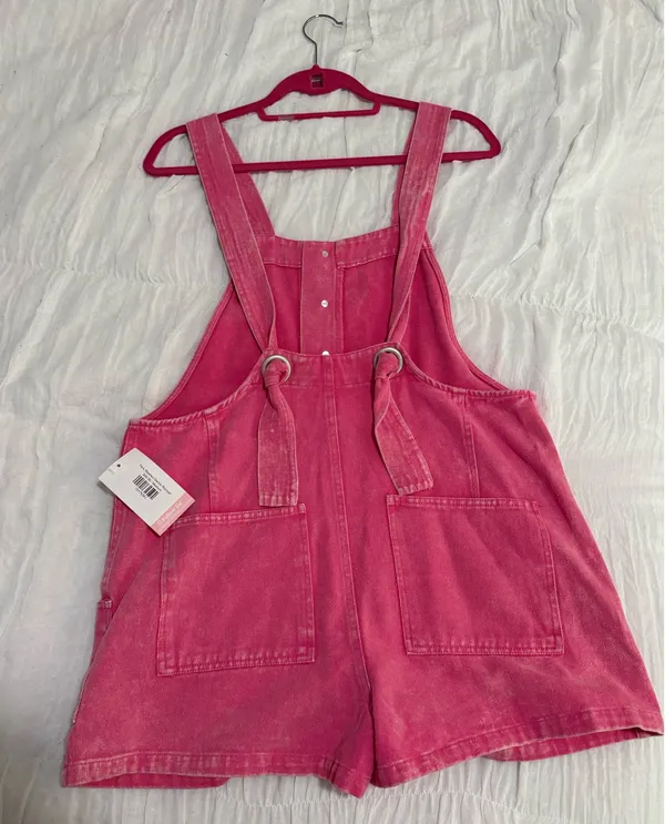 &merci Pink Denim Romper - Image 2