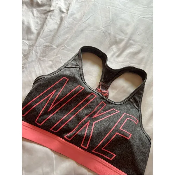 Nike Dri-Fit Grey And Pink Sports Bra Woman’s Size Small - Image 5