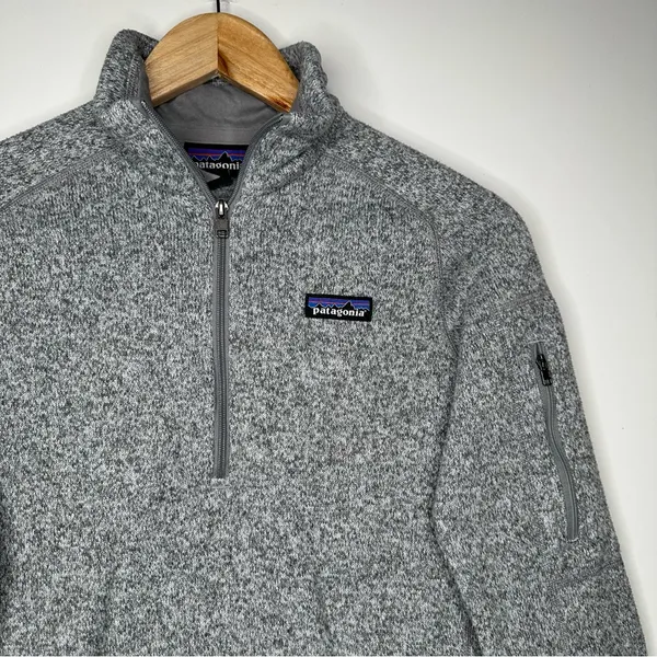 Patagonia Women's Better Sweater 1/4-Zip Fleece Pullover Light Gray Small - Image 4