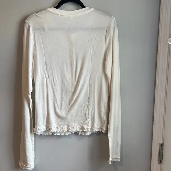 Free People Long Time Love Top, White/Black, Large - NWT - Image 4