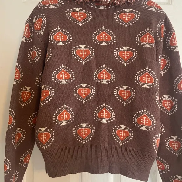 Cider‎ Brown and Orange Patterned Cardigan - Image 3