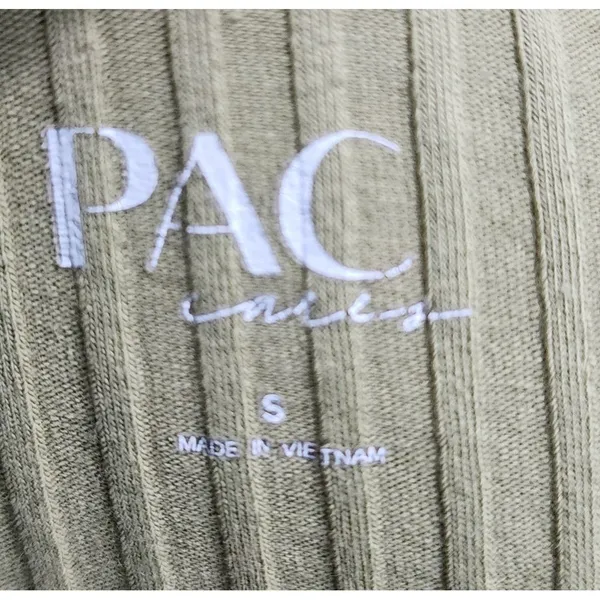Pact Sage Green Ribbed Crop Top Button Front Short Sleeve Y2K‎ Style Size S - Image 3