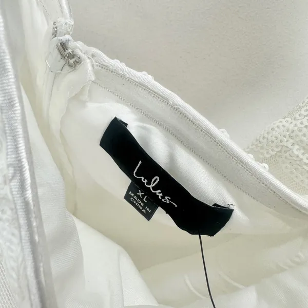 Lulus Want To Wow White Sequin Cutout One-Shoulder Bodycon Mini Dress XL NWT - Image 11