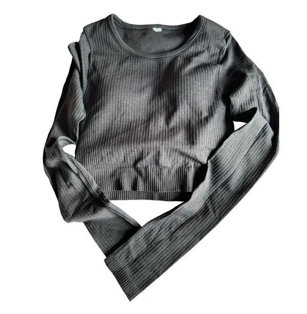 Lululemon Ebb to Street Long Sleeve Shirt Size 4 Rib Map Black / Graphite Grey - Image 2