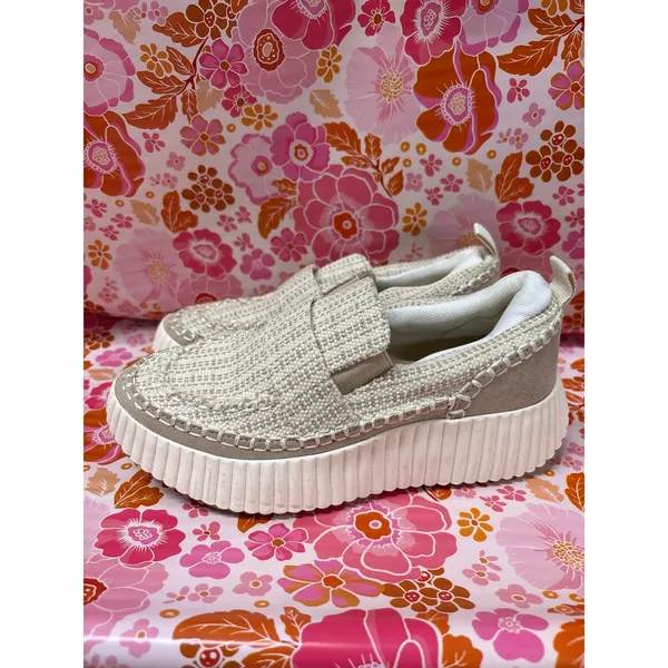Sz 6 Dolce Vita Slip on sneakers shoes Dayo Slip-On tweed canvas multi gray tan - Image 2
