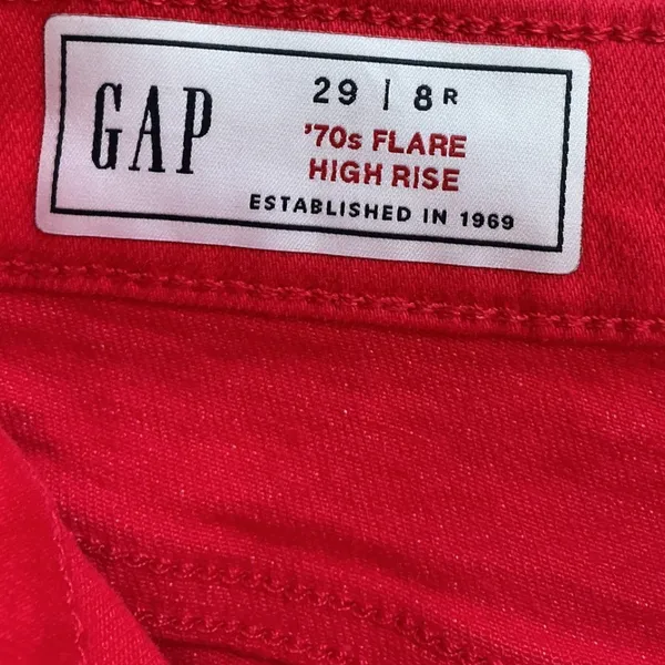 Gap 70s Flare High Rise Jeans Red Patch Pocket Stretch Denim 29/8 Regular NEW - Image 5