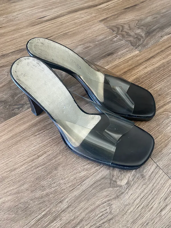 Maria Pia Translucent Vinyl Strap Heeled Sandals, Size 37 - Image 4