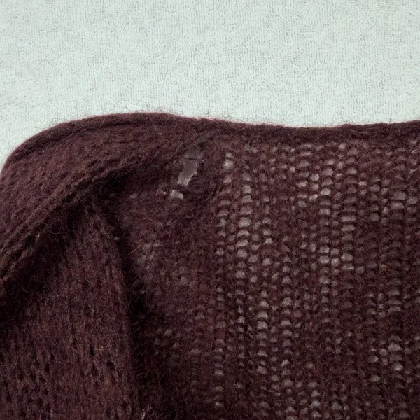 Free People Women’s Open Knit Cardigan Sweater Boho Oversized Large Burgundy - Image 7