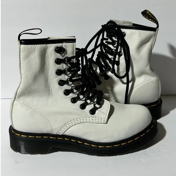 Dr. Martens 1460 Laced White Leather Ankle Boots Women's US 6 - Image 9