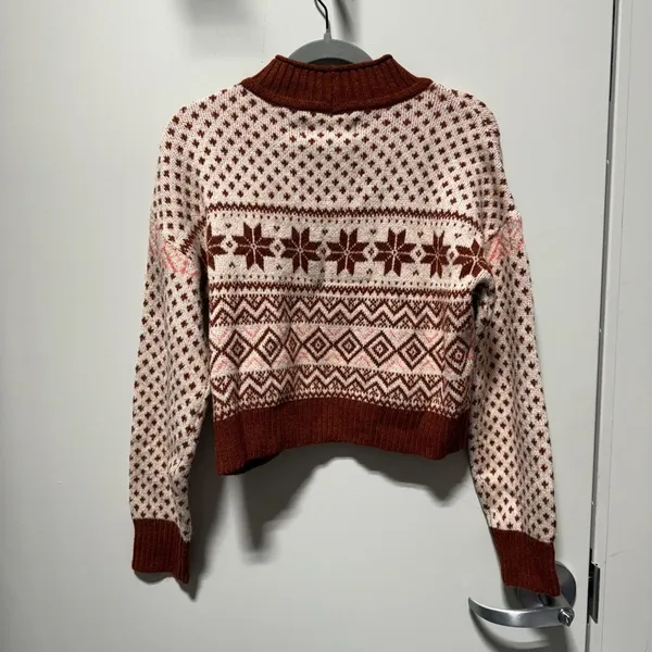 American Eagle Mock Neck Christmas Sweater Size S - Image 3