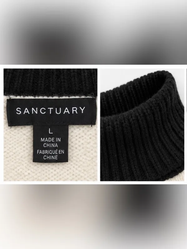 Sanctuary Black Ivory Colorblock Turtleneck Sweater Size L - Image 4