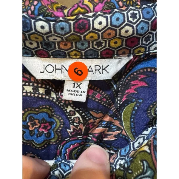 John Mark women's mixed-print button-front tunic‎ Size Large Silky Floral Boho - Image 5