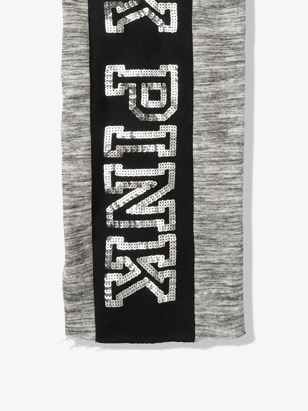 PINK Victoria's Secret Sequin Bling Logo Boyfriend Pant Sweatpants Gray Black La - Image 10