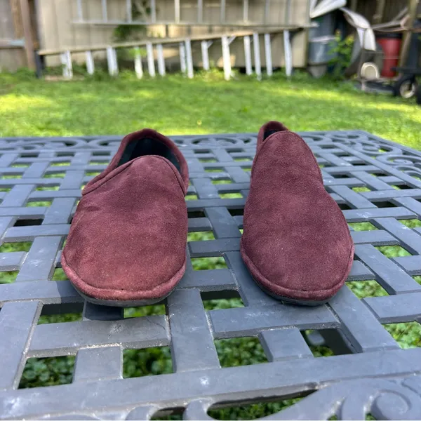 Aquatalia Size 8.5 Suede Made In Italy Ballet‎ Flat Loafers burgundy - Image 2