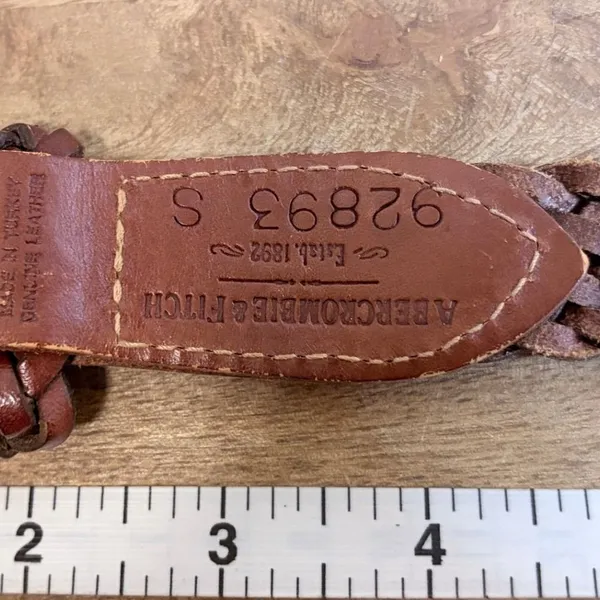 Abercrombie & Fitch Braided Leather Belt Cognac Brown Silver Buckle Womens S - Image 2