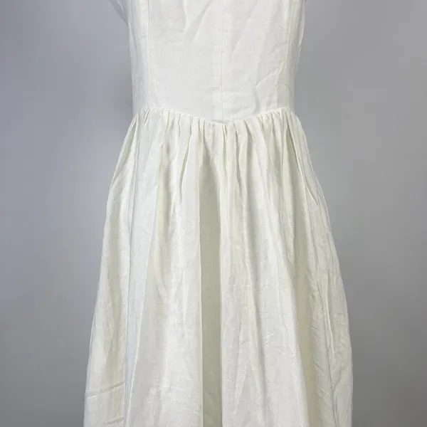 NWT Farm Rio Stretch Linen Blend Cami Maxi Dress Size XS Classic Off White - Image 7