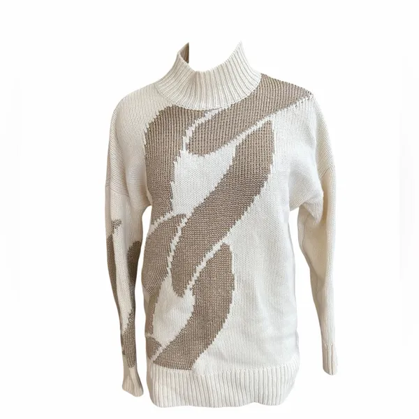 REISS Pia Wool Blend Metallic Pattern Jumper‎ Top in Cream Size S - Image 2