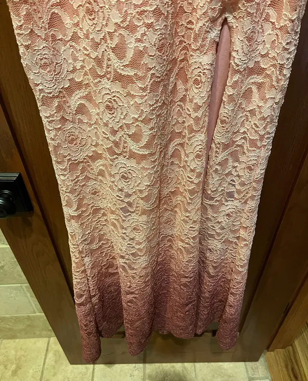 Pink Floral Sparkly Strapless Dress - Image 3