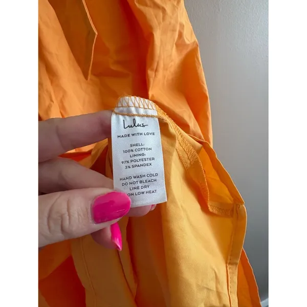 Lulus Trendsetting Choice Orange Strapless Midi Dress Pockets Size Small Wedding - Image 11
