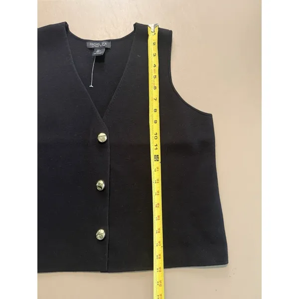 Rachel Zoe Women's Black Vest with Gold Buttons Large Thick Fabric Sleeveless L - Image 6