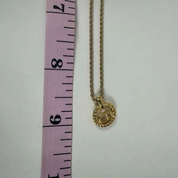 Christian Dior CD Logo Gold‎ Tone Pendant Necklace - Image 6