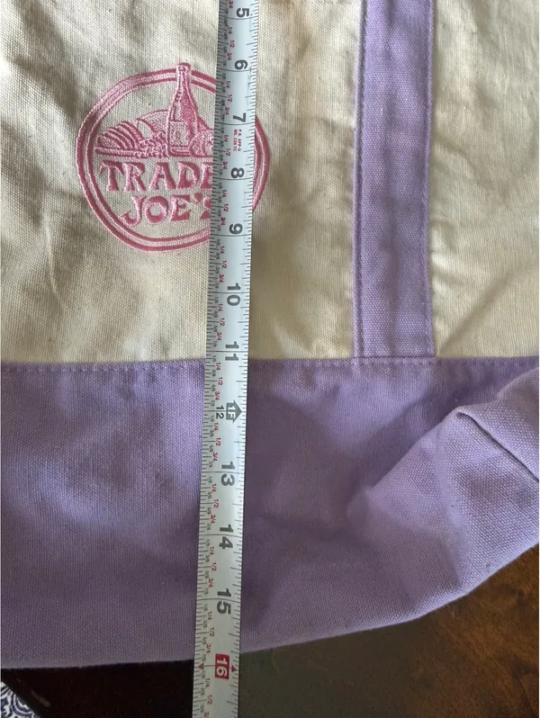Trader Joe's Canvas Tote Bag with Purple Accents - Image 9