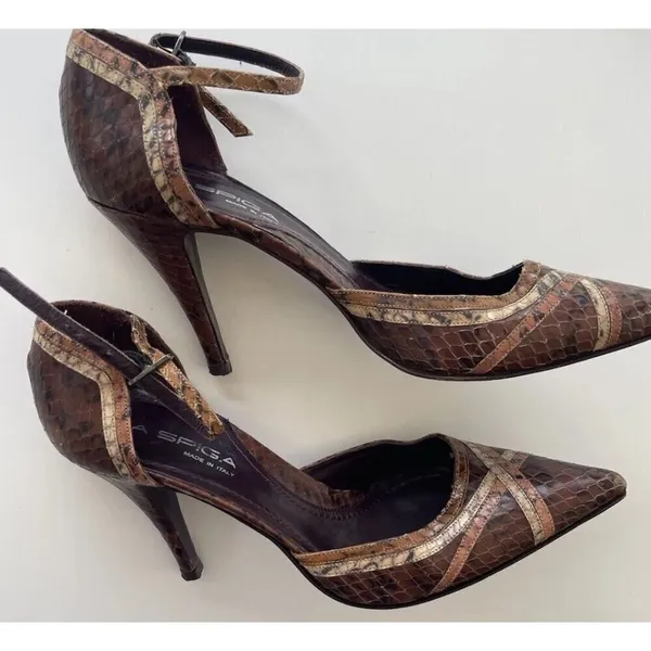 Vintage Via Spiga Snake Skin Leather Brown Multicolor Women’s Sz 8 Italy RARE - Image 3
