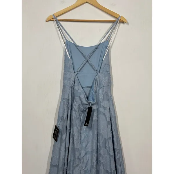 Lulus Let There Be Romance Maxi Dress Womens Medium Slate Blue Floral NWT FLAWED - Image 8