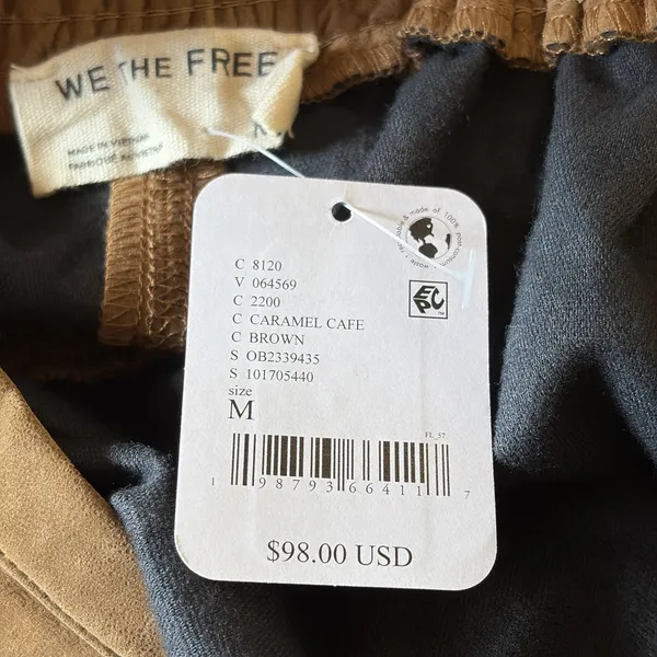NWT Free People We The Free Paradise Found Suede Mini Skort Caramel Cafe Brown M - Image 5