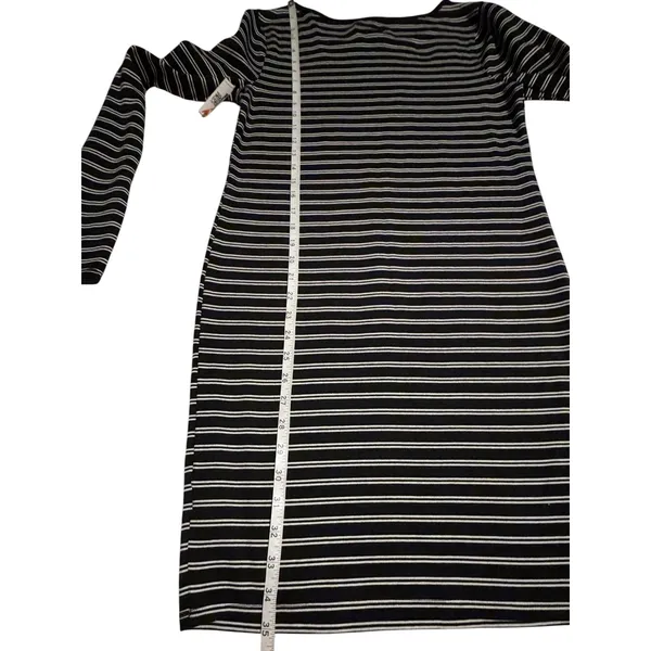 Wild Fable Womens Black White Striped Long‎ Sleeve Bodycon Mini Dress Size M - Image 7